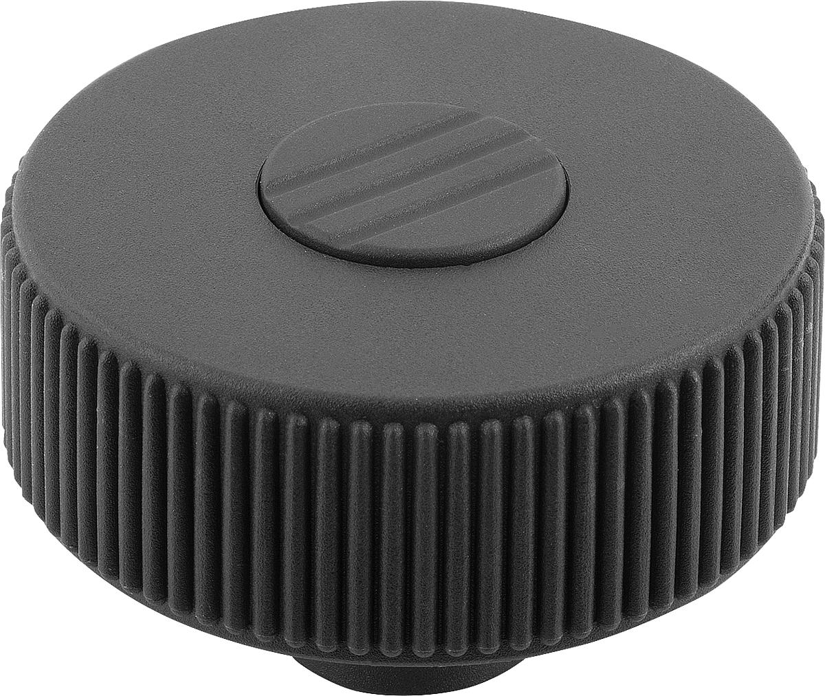 Kipp K0260.4208 NOVO.GRIP RÄNDELRAD  GR.2  FORM H, D=50, D3=8, DECKEL SCHWARZGRAU - K0260-4208 NOVO GRIP RAENDELRAD GR 2 FORM H - D 50 - D3 8 - DECKEL SCHWARZGRAU