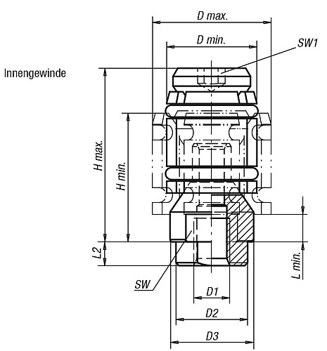 Norelem 03165-0615 ZENTRIERSPANNER, SPANNBEREICH 12MM 15MM - Norelem 03165-IG Zentrierspanner mit Innengewinde
