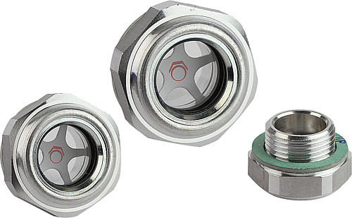 Kipp K0246.29012 ALUMINIUM ÖLSCHAUGLAS D=29,5, D1=G 1/2 - KIPP K0246 Aluminium Oelschauglaeser mit Naturglassc