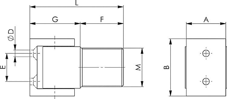 AMF 149STD Selbstschließendes Torband, Dummy, M: M37x1,5, ØD: 6,5, L: 90 - LE 149STD Selbstschliessendes Torband - Dummy -Skizze