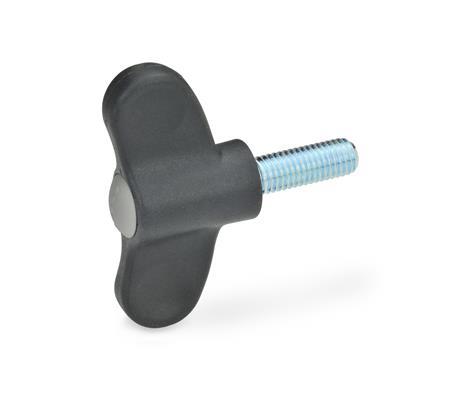 Ganter 633-55-M8-20-DSG ELESA FLÜGELSCHRAUBE, KAPPE SCHWARZGRAU - GN-633-Fluegelschrauben-Kunststoff-DGR-grau-RAL-7035-matt