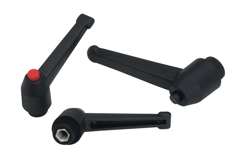 Leschhorn A562 CIN verstellbare Klemmhebel  R 104; Innengewinde M16; Hebel grau; Knopf rot - Boteco A562CIN Verstellbare Klemmhebel