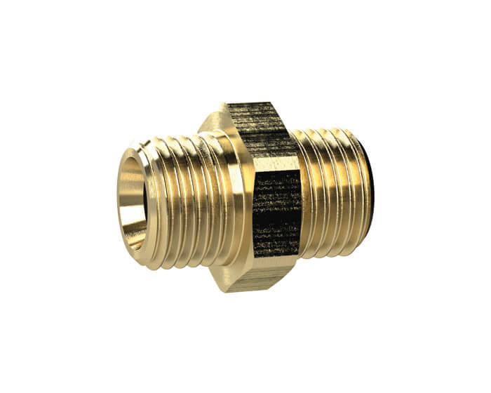 RIEGLER MS2521234 Doppelgewindenippel, G 1/2 a., G 3/4 a., SW 32, Messing - LE71512 MS2521438 Doppelgewindenippel - Aussengewinde zylindrisch