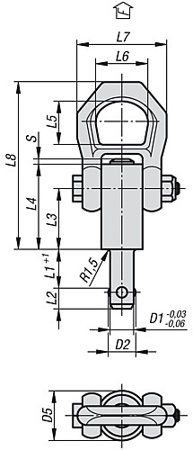 Norelem 07780-2112X25 KUGELTRAGBOLZEN SELBSTSICHERND, D1=12, L1=25 - Norelem 07780 Kugeltragbolzen selbstsichernd