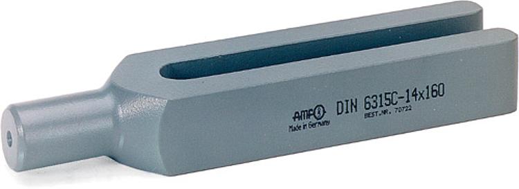 AMF 6315C-11x125 Gabelspanneisen mit rundem Spannansatz, für   Spannschraube   metr.: M10, für   Spannschraube   Zoll: 3/8, A: 20 - DIN 6315C Gabelspanneisen mit rundem Spannansatz-Abbildung