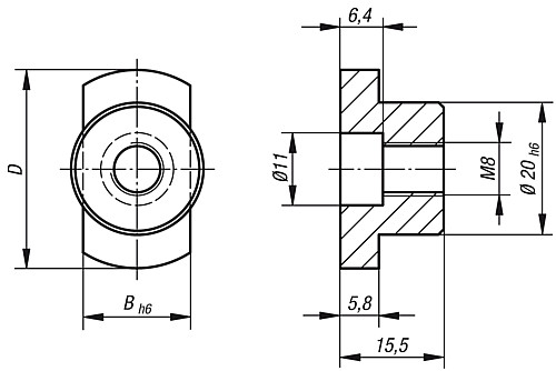Norelem 03270-10 NUTENSTEIN B=10, - Norelem 03270 Nutensteine mit zylindrischer Fixierung