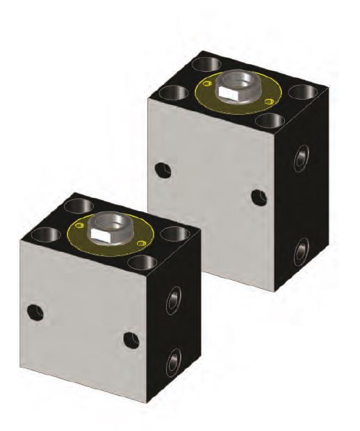 DESTACO 722D16162-2 Blockzylinder, doppeltwirkend Bei Betriebsdruck 100 bar/ Spannkraft Vorhub 2,00kN, Kolben- Ø 16mm, Hub max.16mm - DESTACO-722D-Blockzylinder-doppeltwirkend