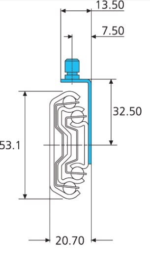 Accuride DS5322-0040-2 Edelstahl Teleskopschienen 100% Überauszug, 20,7x53,1, SL 400, TR 442, 100kg - 5322 Accuride Edelstahl Teleskopschiene - Profil