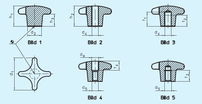 Halder 24620.0680 Kreuzgriff DIN 6335 Graugusskunststoffbeschichtet Ø 80 mit glattem Sackloch, Form C,  schwarz - EH 24620 Kreuzgriffe DIN 6335 Grauguss - kunststoffbeschichtet