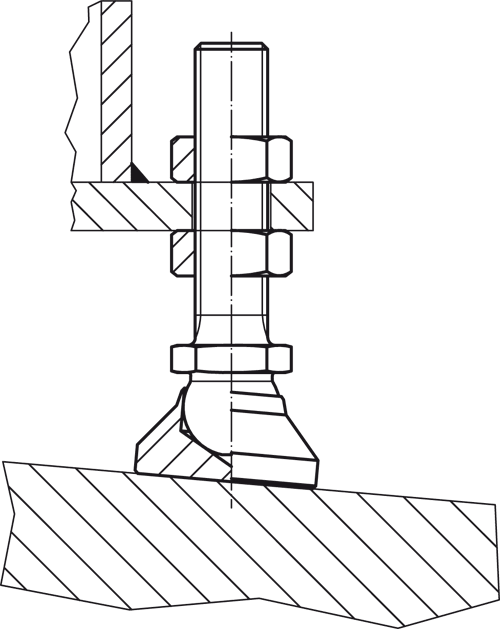 Halder 22590.0638 Gelenkteller M 10 x 100, Teller und Kugelelement mit Bolzen aus rostfreiem Stahl - Gelenkteller - M 8 - Teller und Kugelelement aus Stahl Teller und Kugelelement