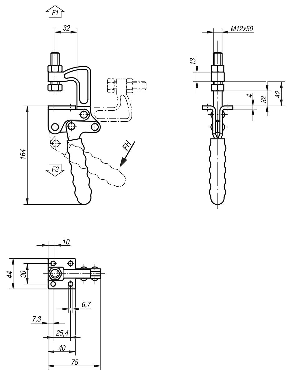 Kipp K0078.0360 ZUGSPANNER, P=360 daN - K0078 Zugspanner - Massblatt
