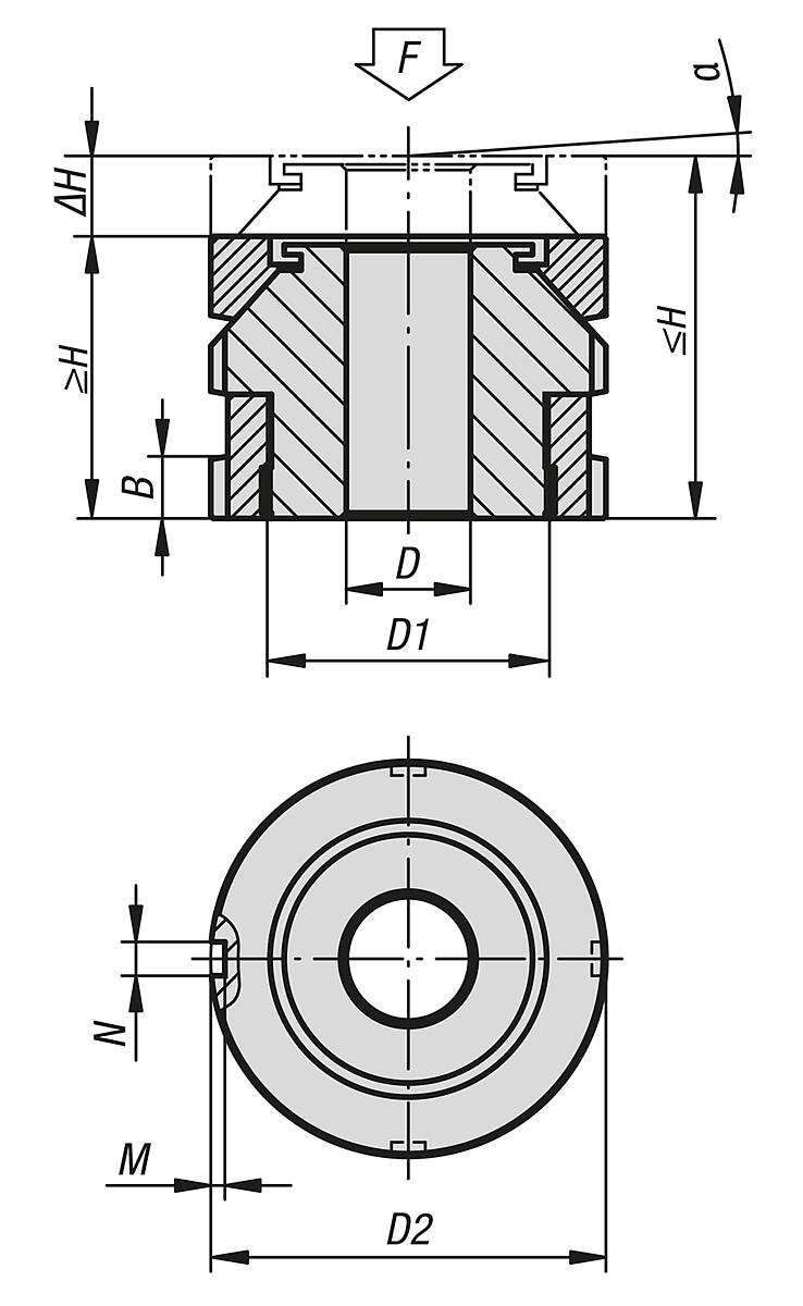 Norelem 27705-10201 KUGEL AUSGLEICHSELEMENT EDELSTAHL, - NLM 27705 Kugel Ausgleichselemente - Massblatt