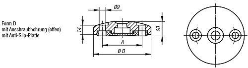 Kipp K0425.40801 TELLER F. STELLFUSS FORM D ANTISL, - KIPP K0425-D Teller fuer Stellfuesse aus Zinkdruckgus