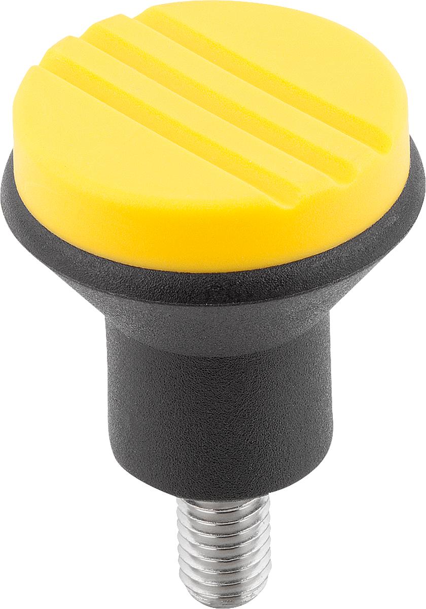 Norelem 06242-0047X10 NOVO.GRIP PILZKNOPF GR.1  M4X10    EDELSTAHL, DECKEL RAPSGELB - 06242-0047X10 NOVO-GRIP PILZKNOPF GR-1  M4X10    EDELSTAHL - DECKEL RAPSGELB