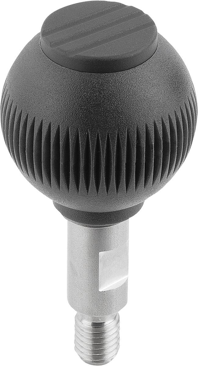 Kipp K0254.0310 NOVO.GRIP GRIFFKUGEL DREHBAR GR.3  EDELSTAHL, D=40, M10X15, DECKEL SCHWARZGRAU - K0254-0310 NOVO GRIP GRIFFKUGEL DREHBAR GR 3 EDELSTAHL - D 40 - M10X15 - DECKEL SCHWARZGRAU