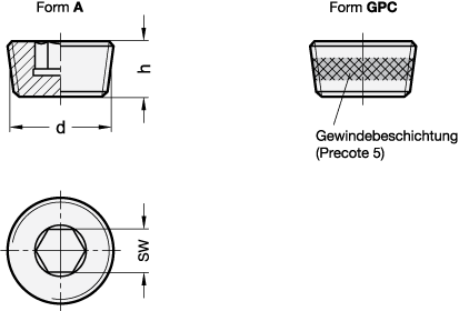 Ganter 906-NI-M14X1,5-GPC EDELSTAHL VERSCHLUSS SCHRAUBE, GEWINDE GPC BESCH. - DIN 906 Verschlussschrauben - Edelstahl - mit kegligem Gewinde - Massblatt