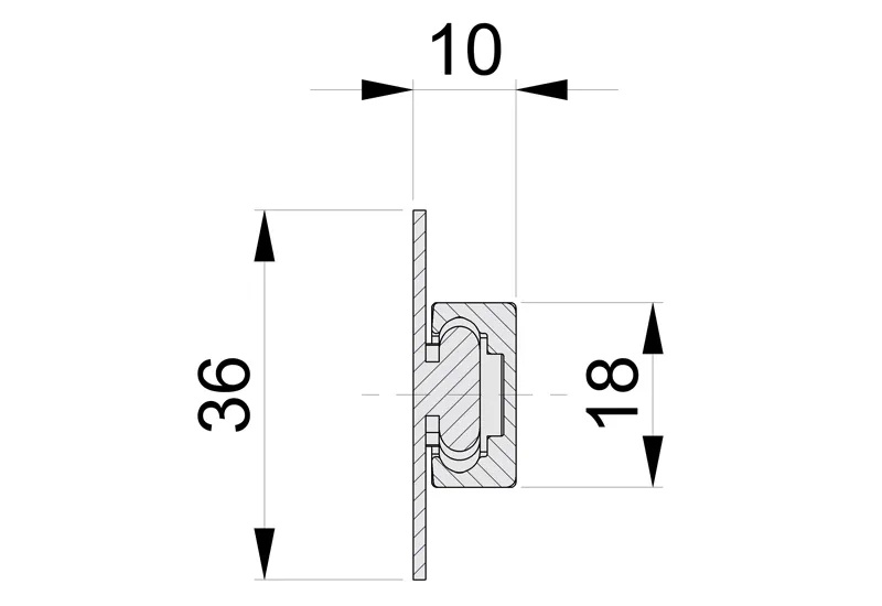 Accuride LA1815-0020 Linearführungen, Schienenlänge 202 mm, Hub 123 mm, bis 8,2kg, Wagen 36x66 - Accuride LA1815 Linearführungssystem für geringe Lasten bis 8,2kg, Profil 18x10_Profil