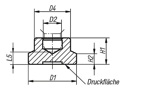Norelem 07142-10 DRUCKSTÜCK STAHL D1=21, - Norelem 07142 Druckstuecke