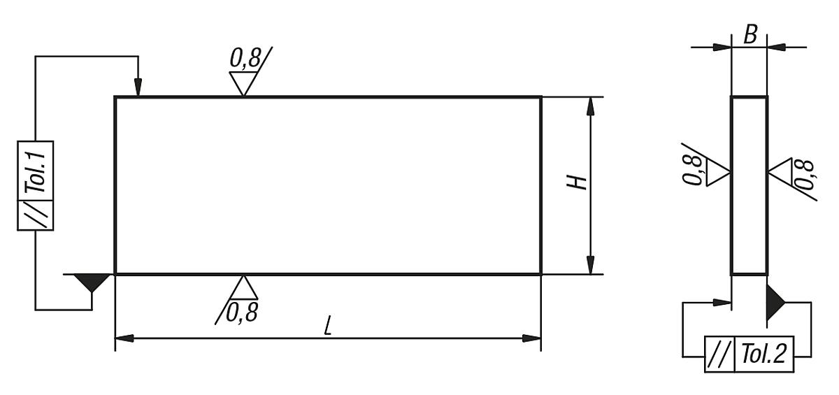 Norelem 03200-07 PARALLELSTÜCK PAAR  H=16, L=100 - NLM 03200 Parallelstueck Paare  DIN 6346 - Massblatt