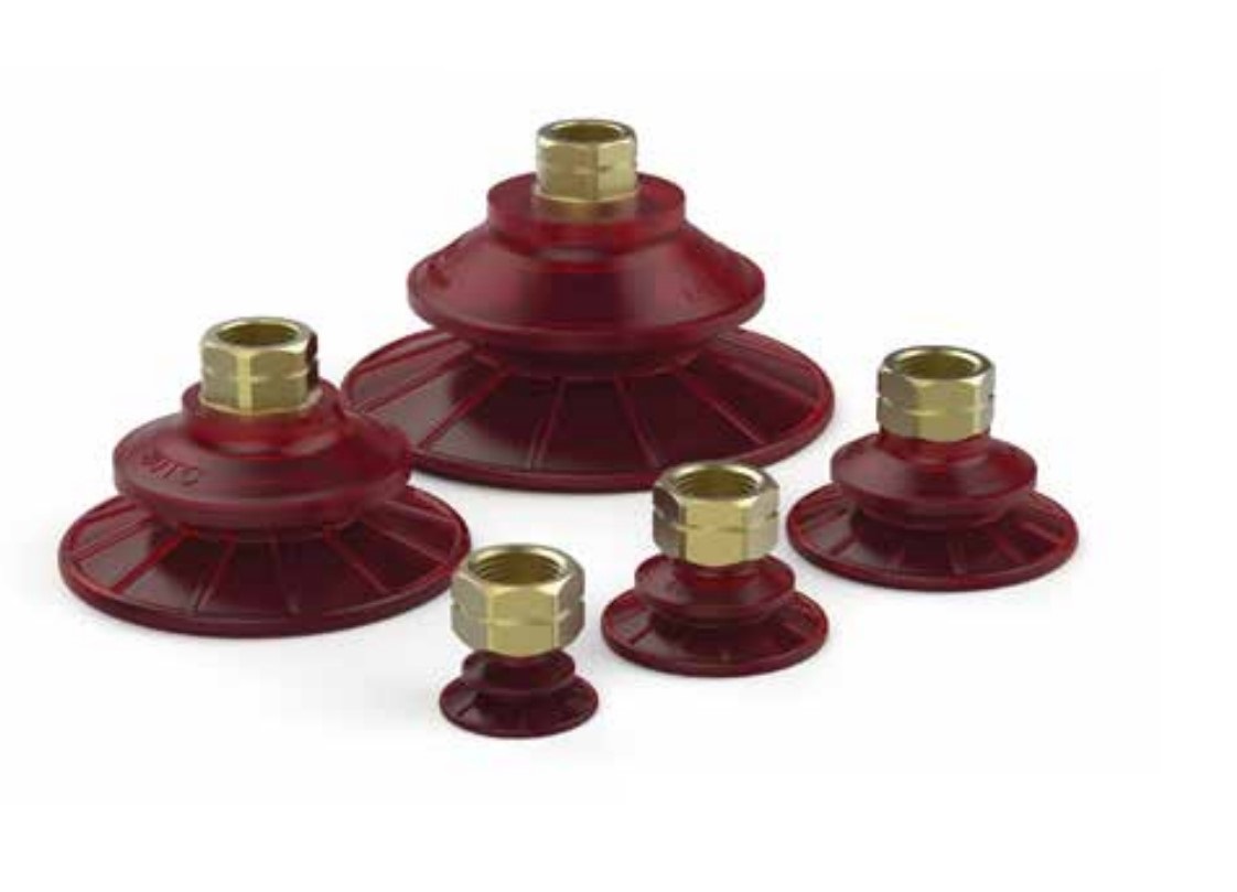 DESTACO VC-80TC-G38-PU55 Accelerate® Polyurethane Vakuumsauger rund, Runde Faltenbalg-Sauger, Ø80, Anschluss 3/8" G Messing - DESTACO VC-TCTCT Accelerate Runde Polyurethan Vakuumsauger - Abbildung