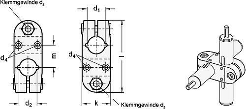 Ganter 131.2-B18-B18-2-SW VERFAHRSCHLITTEN KREUZFORM - GN 131-2 Verfahrschlitten fuer Lineareinheiten - Aluminium-Skizze