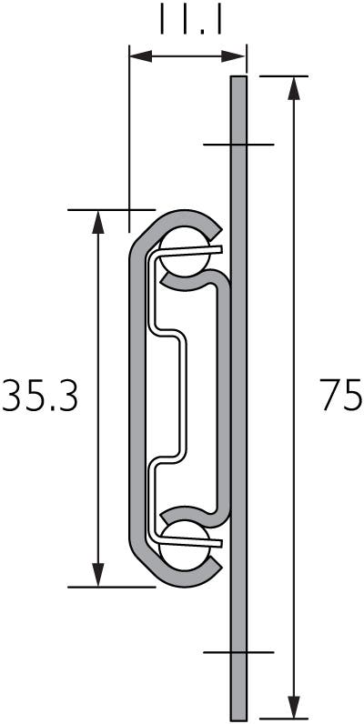 Accuride DZ1312-0035 Linearführungen, 11,1X75, SL 350, TR 257, 5,5kg, hell verzinkt - Accuride DZ1312 Linearfuehrungen - bis 5 5kg - 60kg - Profil 11 1X75 - Profil