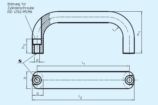 Halder 24300.0361 Bügelgriff Frontmontage 26 x 164, Aluminium,  schwarz - EH 24300 Buegelgriffe Frontmontage