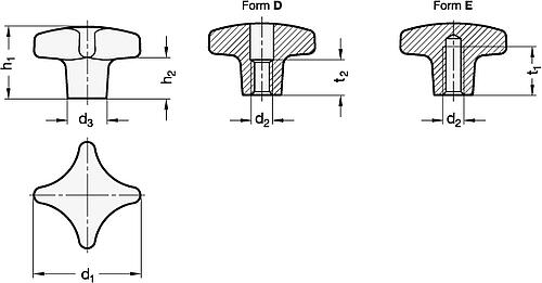 Ganter 6335-A4-50-M10-D-PL Edelstahl Kreuzgriffe, Werkstoff Nr. 1.4408 (A4) - GN 6335 Edelstahl Kreuzgriffe - Werkstoff A4 -Abbildung