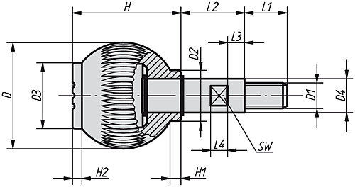 Kipp K0254.3105 NOVO.GRIP GRIFFKUGEL DREHBAR GR.3, D=40, M10X15, DECKEL LICHTGRAU - KIPP K0254 Griffkugeln drehbar