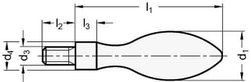 DIN 39-A4-20-E FESTER BALLENGRIFF, d1=20, d3=M8 - DIN 39 Feste Ballengriffe - Edelstahl-Skizze