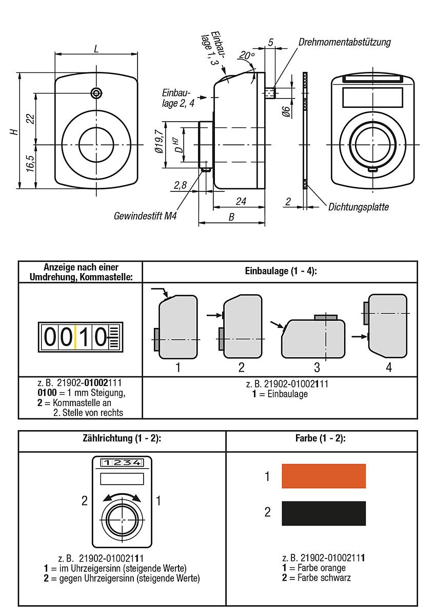 Norelem 21902-01001122 POSITIONSANZEIGER DIGITAL, - NLM 21902 Positionsanzeiger  digital - Massblatt