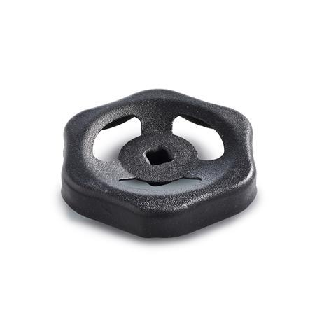 Ganter 227.6-ST-60-V6-SW Handrad aus Stahlblechschwarz, RAL 9005, matt - GN-227.6-Handraeder-Stahlblech-fuer-Armaturen-SW-schwarz-RAL-9005-matt