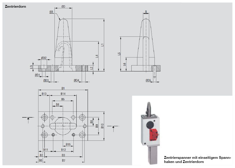 DESTACO 82P30-3200000 Zentrierspanner Spannkraft 2000 N Ohne Abfragung mit einseitigen Spannhaken Ohne Zentrierdorn Zylinder Ø30 passender Zentrierdorn 20,0-23,0mm - 82P30-3 82P35-3 Zentrierspanner