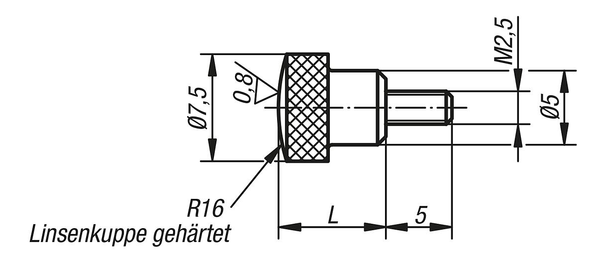 Norelem 33048-025080 MESSEINSATZ M. LINSENKUPPE - NLM 33048 Messeinsatz mit Linsenkuppe - Massblatt