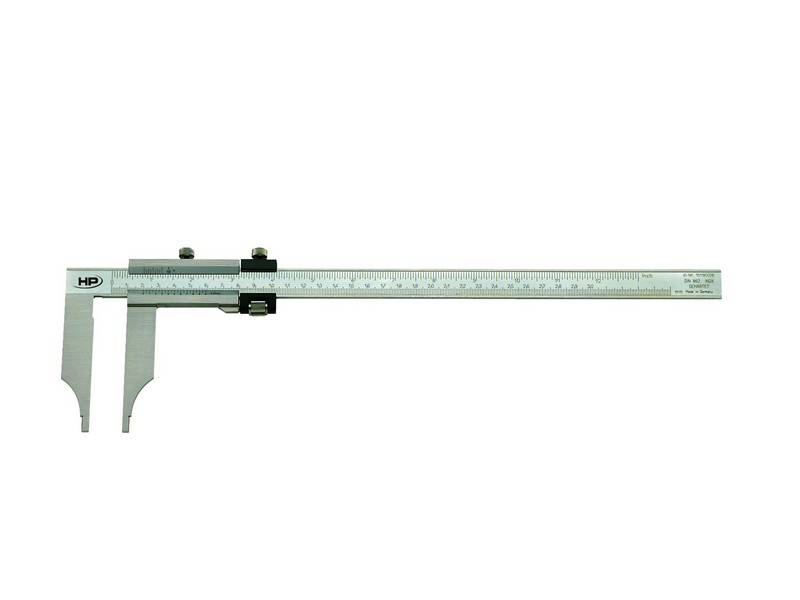 Helios Preisser 0237 201 Werkstattmessschieber Nonius mattverchromt 200 mm Messbereich, 80 mm Schnabellänge, 10 mm Lochmaßansatz - Werkstattmessschieber