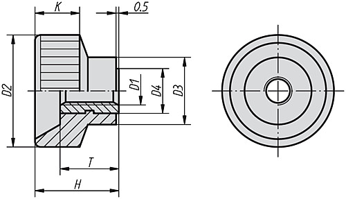 Kipp K0138.08 RÄNDELMUTTER KUNSTSTOFF  M8 - KIPP K0138 Raendelmuttern aus Kunststoff