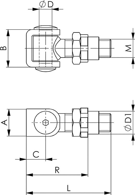 AMF 149T-M16 Torband, kurz, Größe : M16, ØD: 12, L: 79 - LE 149T Torband - kurz -Skizze