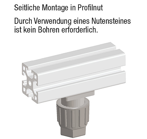 Norelem 27840-300805 GERÄTEFUSS HÖHENVER., FÜR ALU PROFILE !! AUSLAUFMODELL !! NICHT MEHR LIEFERBAR !! - Norelem 27840 Geraetefuesse hoehenverstellbar fuer Aluminium Profile