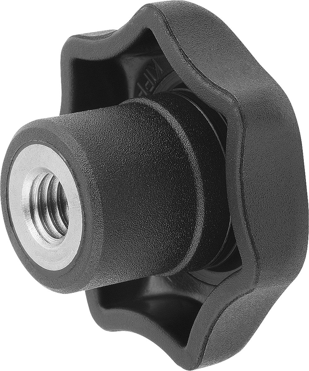 Kipp K0154.2066 STERNGRIFF D1=32  M6          EDELSTAHL, FORM K, DECKEL VERKEHRSROT - K0154-2066 STERNGRIFF D1 32 M6 EDELSTAHL - FORM K - DECKEL VERKEHRSROT