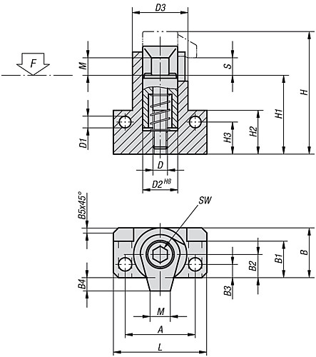 Kipp K0016.08 SPANNHAKEN MIT WINKELAUFNAHME M8, - KIPP K0016 Spannhaken mit Winkelaufnahme