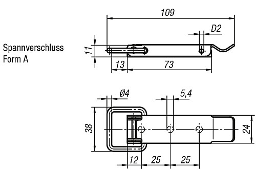 Kipp K0045.1541091 SPANNVERSCHLUSS MIT SPANNBÜGEL, FORM A, STAHL - KIPP K0045-SVA Spannverschluesse mit Spannbuegel For