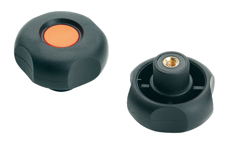 Leschhorn G746 Sterngriffe  D 50; d 20,5; Gewinde d1 M06; Kunststoff PA, schwarz - Boteco G746 Kreuzgriffe
