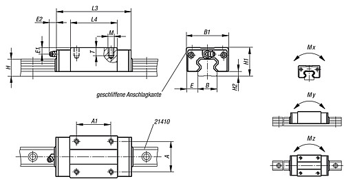 Norelem 21404-15106601 FÜHRUNGSWAGEN KOMPAKT, - Norelem 21404 Fuehrungswagen kompakt
