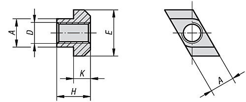 Norelem 07080-118 RHOMBUSMUTTER M18 FÜR T NUT 20 - Norelem 07080 Rhombusmuttern fuer T Nuten