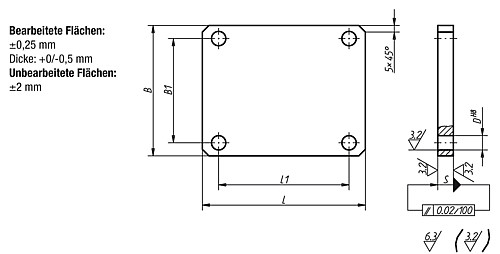 Norelem 01060-01 STAHLSOCKEL, L=125, B=100 - Norelem 01060 Stahlsockel