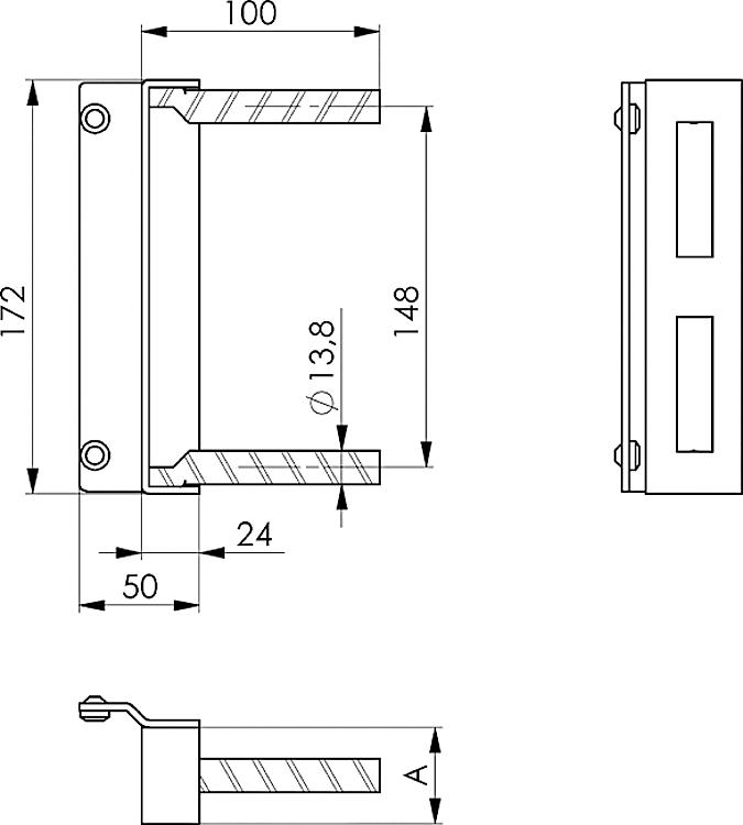 AMF 145-30 Schließkasten, verzinkt, für Kastenbreite: 30 mm, A: 30 mm - LE 145 Schliesskasten - verzinkt -Skizze