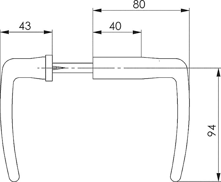 AMF 403 Türdrücker, gerade, Türdicke: 35-45 mm - LE 403 Tuerdruecker - gerade -Skizze