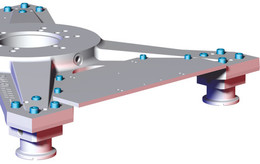 DESTACO RM4-STS-45-R16 Schwerlast-Fußklemmen mit R16- Lochbild der Roboterschnittstelle, Lochkreis 200 mm, Tragrohr G= 45 mm, mit Isolationsplatte, Lastwert: 453,6 Kg, Material: Druckguss Aleminium - LE70000 RM4-STS mit Montageplatte