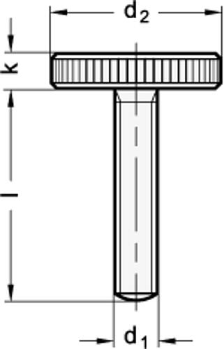 Ganter 653-M3-8-ZB Flache Rändelschrauben, Stahl, verzinkt, DIN 653 - DIN 653 Flache Raendelschrauben - Stahl - verzinkt-Skizze