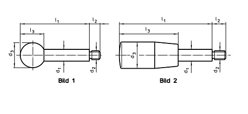 Halder 24350.0032 Griffstange Ø 10 x 100 mit KugelKnopf  Stahl, galvanisch verzinkt, passiviert - Griffstangen Griffstange - Durchmesser 8 x 80 - mit Kugelknopf - Stahl mit Kugelknopf-Skizze